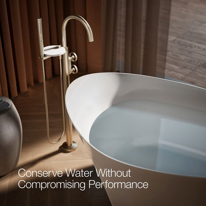 KOHLER K-T77984-9 Components Floor-mount bath filler trim with industrial handles and handshower, vibrant brushed bronze...