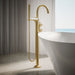 KOHLER K-T77984-9 Components Floor-mount bath filler trim with industrial handles and handshower, vibrant brushed moderne...