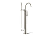 KOHLER K-T77984-9 Components Floor-mount bath filler trim with industrial handles and handshower, vibrant polished nickel