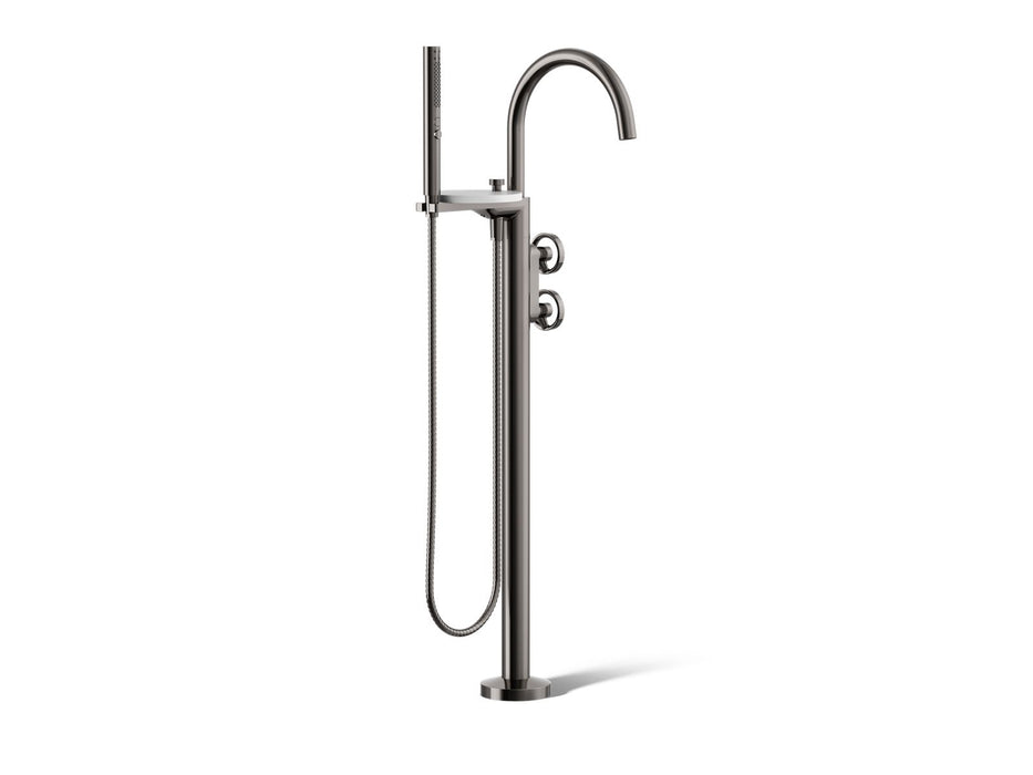 KOHLER K-T77984-9 Components Floor-mount bath filler trim with industrial handles and handshower