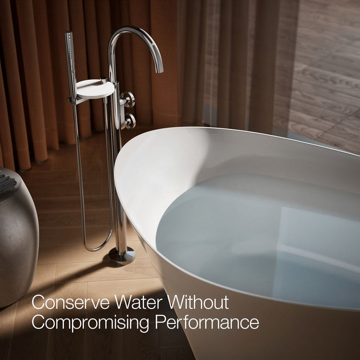 KOHLER K-T77984-9 Components Floor-mount bath filler trim with industrial handles and handshower