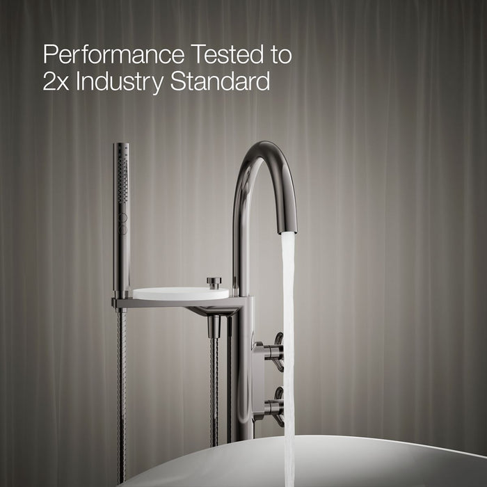 KOHLER K-T77984-9 Components Floor-mount bath filler trim with industrial handles and handshower