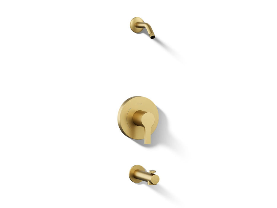 KOHLER K-TLS35322-4 Elate Rite-Temp bath and shower trim kit, without showerhead, vibrant brushed moderne brass
