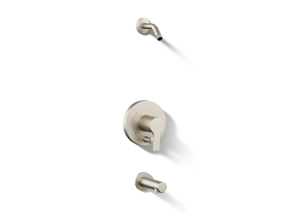 KOHLER K-TLS35327-4 Elate Rite-Temp bath and shower trim kit with push-button diverter, without showerhead