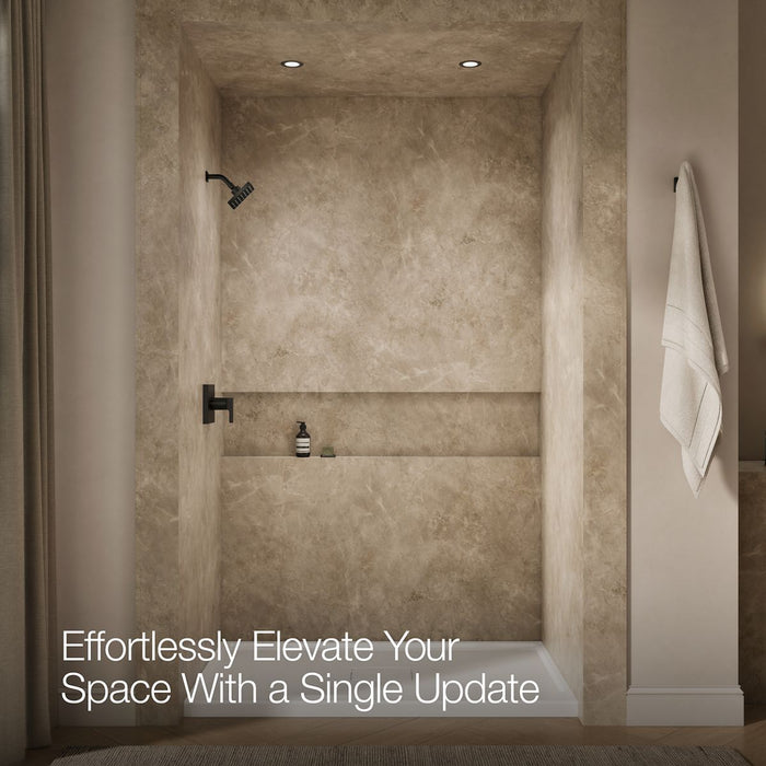 Up to 2 walls & multiple product categories visible, 1-point perspective