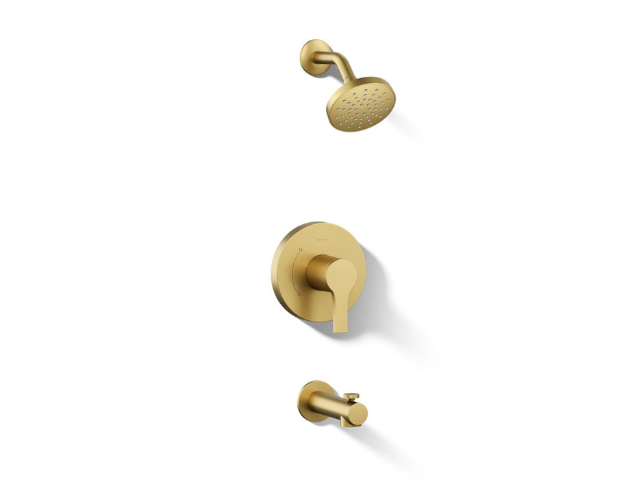 KOHLER K-TS35322-4Y Elate Rite-Temp bath and shower trim kit, 2.5 gpm, vibrant brushed moderne brass