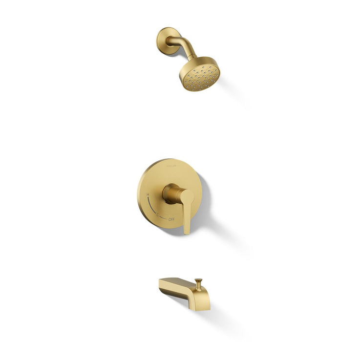 KOHLER K-TS97074-4Y Pitch Rite-Temp bath and shower trim kit, 2.5 gpm, vibrant brushed moderne brass - view 5