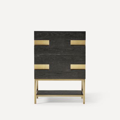 Robern CVSE2421587D 23" x 32-7/8" x 22-1/2", Matte Black Oak with Aged Brass, No Vanity Top