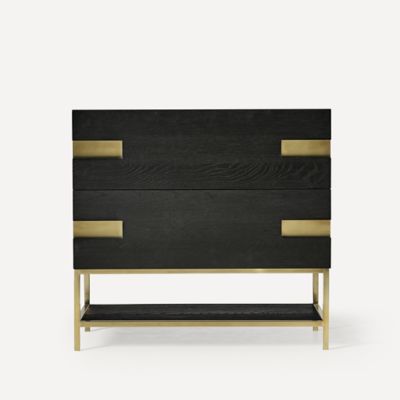 Robern CVSE3621587D 35" x 32-7/8" x 22-1/2", Matte Black Oak with Aged Brass, No Vanity Top
