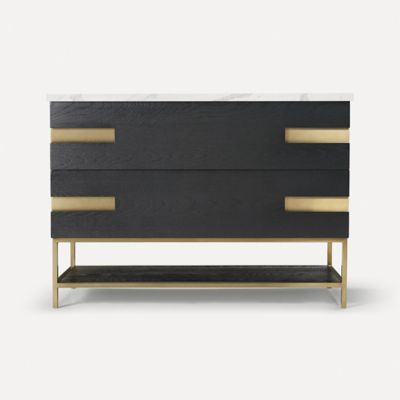 Robern CVSE4821587D 47" x 32-7/8" x 22-1/2", Matte Black Oak with Aged Brass, No Vanity Top