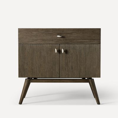 Robern CVWY3621269 Wyndale Vanity, 35" x 32-7/8" x 22-1/2", Dark Burnt Oak with Brushed Pewter, No Vanity Top
