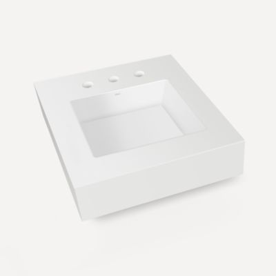 Robern TA24MCO102-8CS8 Integrated Basin Vanity Top, 24" x 6" x 23", Center Integrated Sink, Matte White, Three Hole, for Skaa