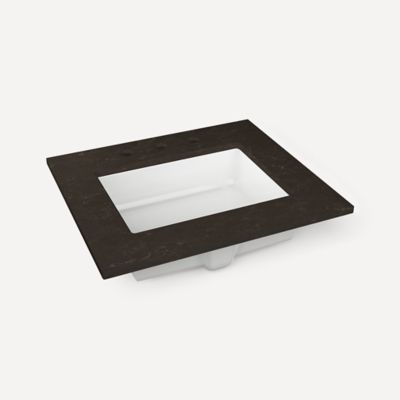 Robern TA24UCO97-8CS1 Quartz Stone Vanity Top, 24" x 1-1/8" x 23", Center Undercounter Sink, Calypso, Three Hole, for Sendai 