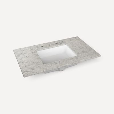 Robern TA36UCO96-8CS2 Quartz Stone Vanity Top, 36" x 1-1/8" x 23", Center Undercounter Sink, Pietra, Three Hole, for Sendai, 