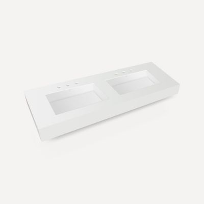 Robern TA60MDO102-8CS9 Integrated Basin Vanity Top, 60" x 6" x 23", Double Integrated Sink, Matte White, Three Hole, for Bodo