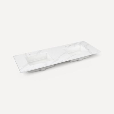 Robern TA60UDO100-8CS3 Quartz Stone Vanity Top, 60" x 1-1/8" x 23", Double Undercounter Sink, Eternal Calacatta Gold, Three H