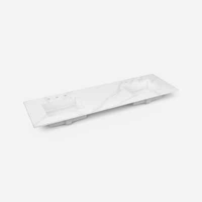 Robern TA72UDO100-8WD1 Quartz Stone Vanity Top, 72" x 1-1/8" x 23", Double Undercounter Sink, Eternal Calacatta Gold, Three H