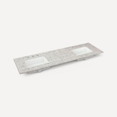 Robern TA72UDO96-8WD1 Quartz Stone Vanity Top, 72" x 1-1/8" x 23", Double Undercounter Sink, Pietra, Three Hole, for Wyndale