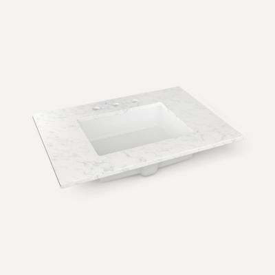Robern TB31UCO94-8 Quartz Stone Vanity Top, 31" x 3/4" x 22", Center Undercounter Sink, Lyra, Three Hole, for Islamorada and 