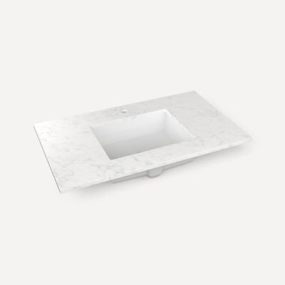 Robern TB37UCO94-1 Quartz Stone Vanity Top, 37" x 3/4" x 22", Center Undercounter Sink, Lyra, Single Hole, for Islamorada and