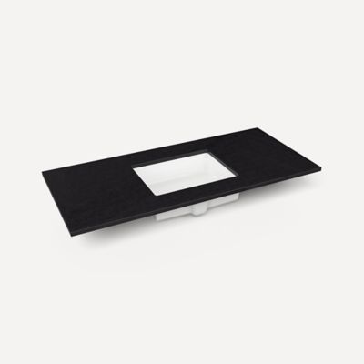 Robern TB49UCO90-1 Quartz Stone Vanity Top, 49" x 3/4" x 22", Center Undercounter Sink, Lava Black, Single Hole, for Islamora
