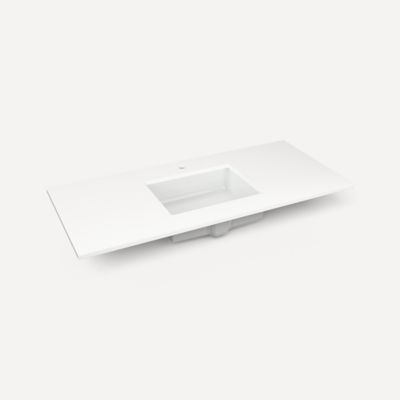 Robern TB49UCO92-1 Quartz Stone Vanity Top, 49" x 3/4" x 22", Center Undercounter Sink, Quartz White, Single Hole, for Islamo