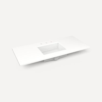 Robern TB49UCO93-8 Quartz Stone Vanity Top, 49" x 3/4" x 22", Center Undercounter Sink, White Zeus Extreme, Three Hole, for I