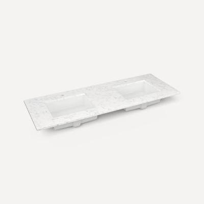 Robern TB61UDO94-1D2 Quartz Stone Vanity Top, 61" x 3/4" x 22", Double Undercounter Sink, Lyra, Single Hole, for Islamorada a