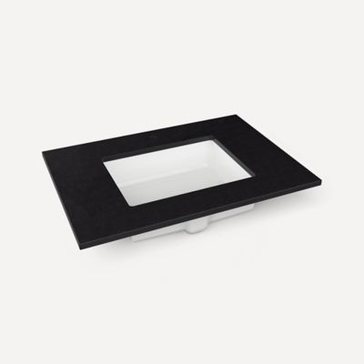 Robern TF31UCO90-1 Quartz Stone Vanity Top, 31" x 3/4" x 22", Center Undercounter Sink, Lava Black, Single Hole