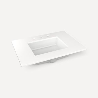 Robern TF31UCO93-8 Quartz Stone Vanity Top, 31" x 3/4" x 22", Center Undercounter Sink, White Zeus Extreme, Three Hole