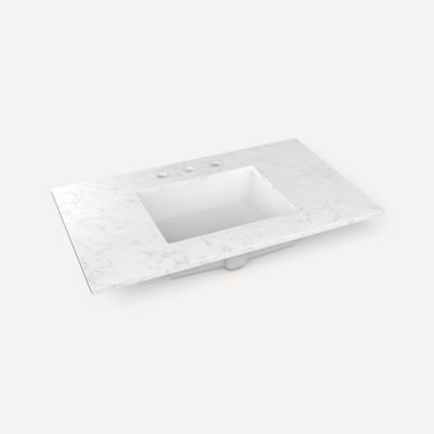 Robern TF37UCO94-8 Quartz Stone Vanity Top, 37" x 3/4" x 22", Center Undercounter Sink, Lyra, Three Hole