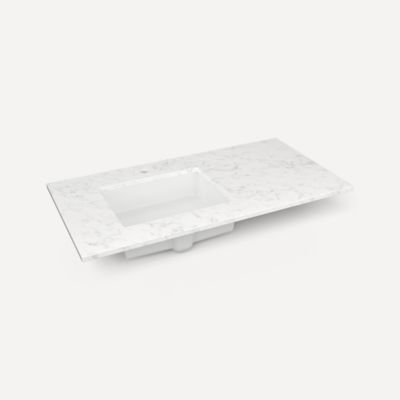 Robern TF43ULO94-1 Quartz Stone Vanity Top, 43" x 3/4" x 22", Left Offset Undercounter Sink, Lyra, Single Hole