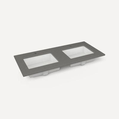 Robern TF49UDO91-1D1 Quartz Stone Vanity Top, 49" x 3/4" x 22", Double Undercounter Sink, Stone Gray, Single Hole
