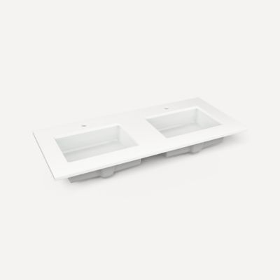 Robern TF49UDO92-1D1 Quartz Stone Vanity Top, 49" x 3/4" x 22", Double Undercounter Sink, Quartz White, Single Hole