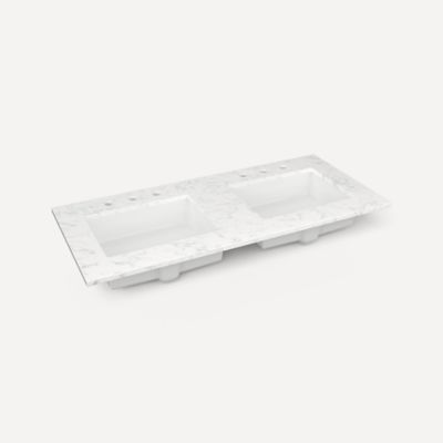 Robern TF49UDO94-8D1 Quartz Stone Vanity Top, 49" x 3/4" x 22", Double Undercounter Sink, Lyra, Three Hole