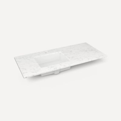 Robern TF49ULO94-1 Quartz Stone Vanity Top, 49" x 3/4" x 22", Left Offset Undercounter Sink, Lyra, Single Hole