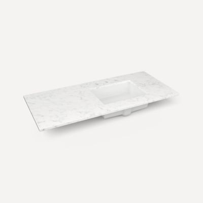 Robern TF49URO94-8 Quartz Stone Vanity Top, 49" x 3/4" x 22", Right Offset Undercounter Sink, Lyra, Three Hole