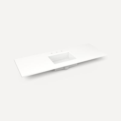 Robern TF61UCO93-8 Quartz Stone Vanity Top, 61" x 3/4" x 22", Center Undercounter Sink, White Zeus Extreme, Three Hole