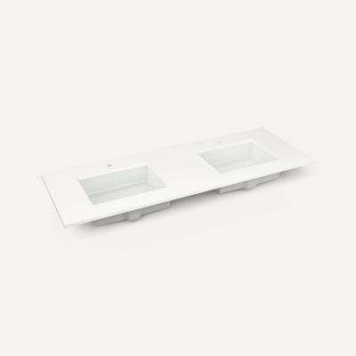 Robern TF61UDO92-1D2 Quartz Stone Vanity Top, 61" x 3/4" x 22", Double Undercounter Sink, Quartz White, Single Hole