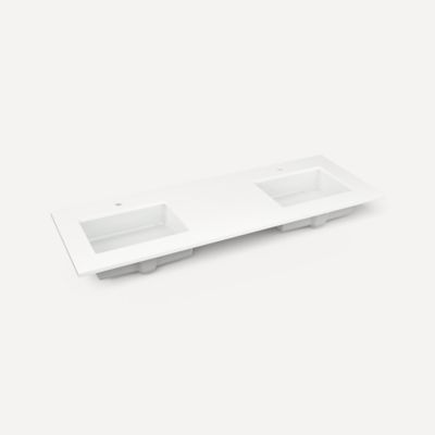 Robern TF61UDO92-1D4 Quartz Stone Vanity Top, 61" x 3/4" x 22", Double Undercounter Sink, Quartz White, Single Hole