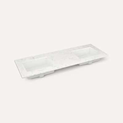 Robern TF61UDO94-1D4 Quartz Stone Vanity Top, 61" x 3/4" x 22", Double Undercounter Sink, Lyra, Single Hole