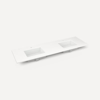 Robern TF73UDO92-1D3 Quartz Stone Vanity Top, 73" x 3/4" x 22", Double Undercounter Sink, Quartz White, Single Hole