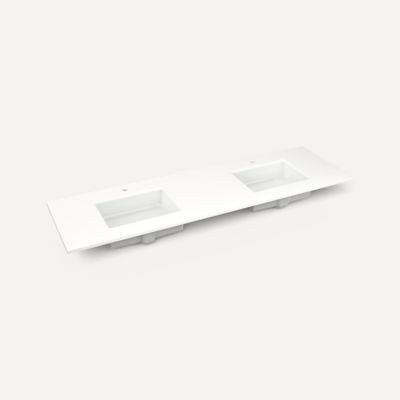 Robern TF73UDO93-1D3 Quartz Stone Vanity Top, 73" x 3/4" x 22", Double Undercounter Sink, White Zeus Extreme, Single Hole