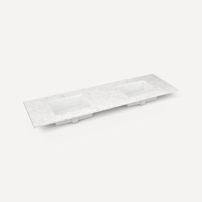 Robern TF73UDO94-1D3 Quartz Stone Vanity Top, 73" x 3/4" x 22", Double Undercounter Sink, Lyra, Single Hole