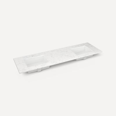 Robern TF73UDO94-1D6 Quartz Stone Vanity Top, 73" x 3/4" x 22", Double Undercounter Sink, Lyra, Single Hole