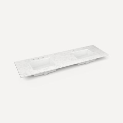 Robern TF73UDO94-8D3 Quartz Stone Vanity Top, 73" x 3/4" x 22", Double Undercounter Sink, Lyra, Three Hole