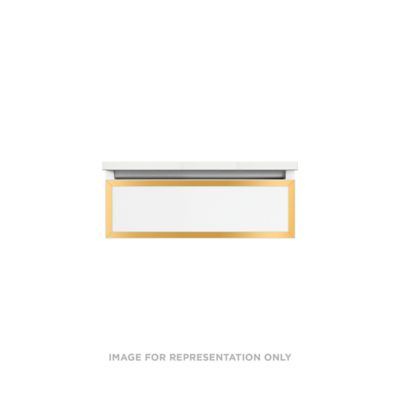 Robern VP24H1D21F27S82 Modular Vanity, 24" x 7-1/2" x 21", Matte Gray, Matte Gold Frame, Full Drawer, Selectable Night Light,