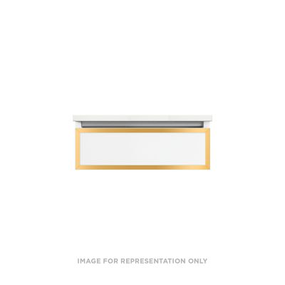 Robern VP24H1D21R27N82 Modular Vanity, 24" x 7-1/2" x 21", Matte Gray, Matte Gold Frame, False Front Drawer