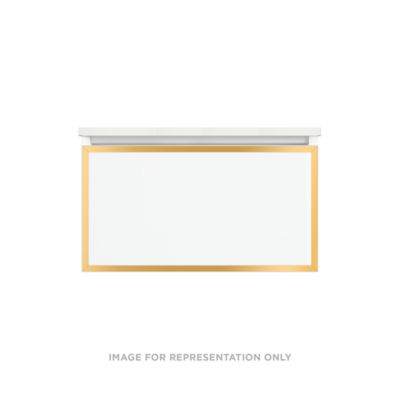 Robern VP30H2D21P21N82 Modular Vanity, 30" x 15" x 21", White, Matte Gold Frame, Plumbing Drawer