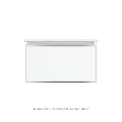 Robern VP30H2D21P21S77 Modular Vanity, 30" x 15" x 21", White, Polished Nickel Frame, Plumbing Drawer, Selectable Night Light
